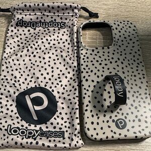 Loopy Case Black and Cream Spotted Phone Case “Righty” for iPhone 14 Pro Max